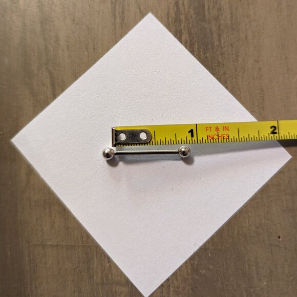 Two 16 gauge 14K White Gold Straight Barbells Internal Threading with Screwball - Picture 4 of 4